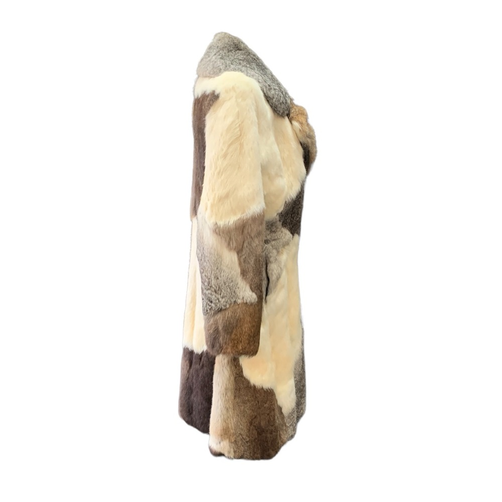 Genuine Rabbit Fur Patchwork Coat - Picture 5 of 10
